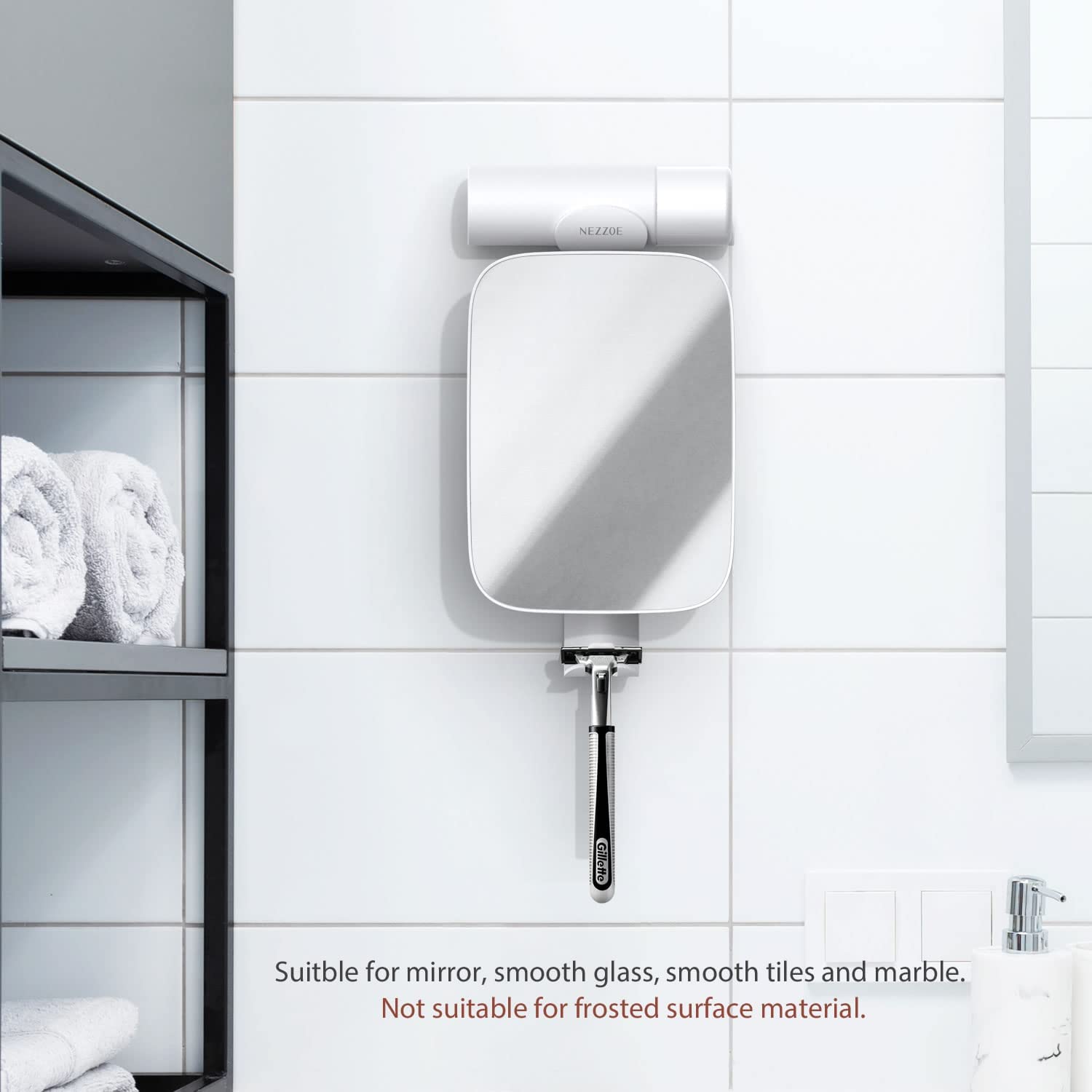 NEZZOE 3X Magnifying Shower Mirror for Shaving, Bathroom Mirror with