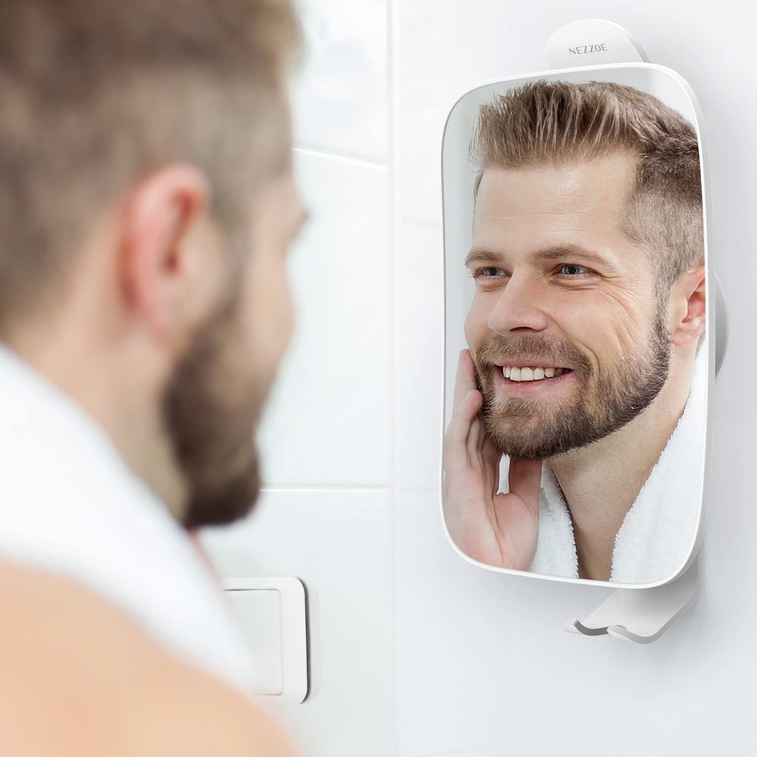 NEZZOE 3X Magnifying Shower Mirror for Shaving, Bathroom Mirror with