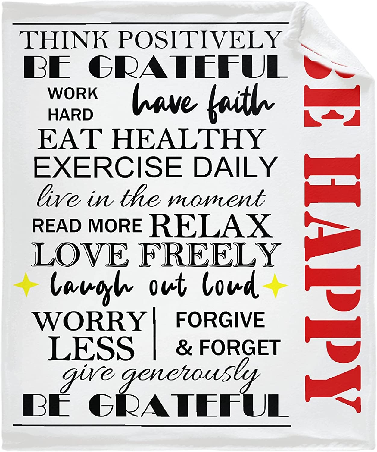 Flannel Fleece Super Soft Cozy Blanket Be Happy All Seasons Lightweight Microfiber Throw for Living 