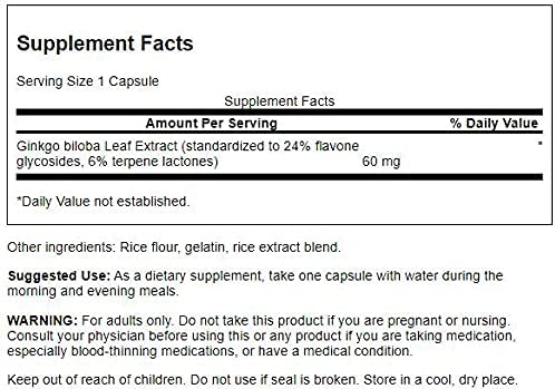 Swanson Ginkgo Biloba Extract 60 Milligrams 30 Capsules