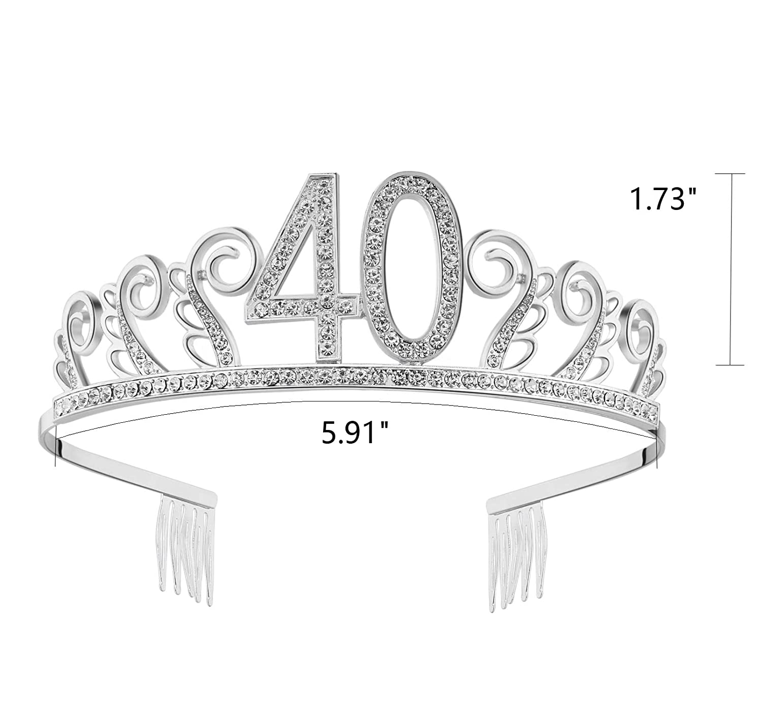 BABEYOND 40th Birthday Tiara and Sash Crystal Happy Birthday Crown and Satin 40 & Fabulous Sash 40th