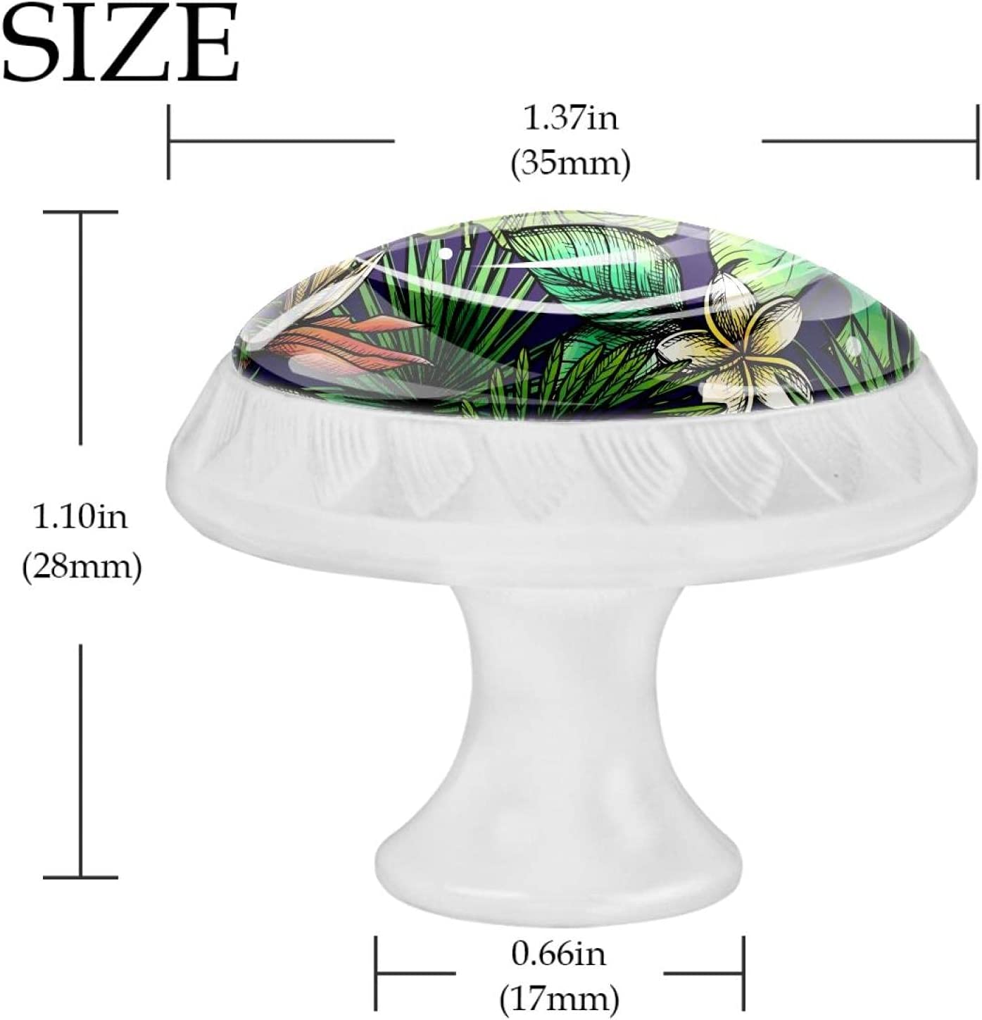 Lagerery Drawer Knobs for Boys Tropical Flowers Dresser Knobs Kids Crystal Glass Cabinet Knobs 4Pcs