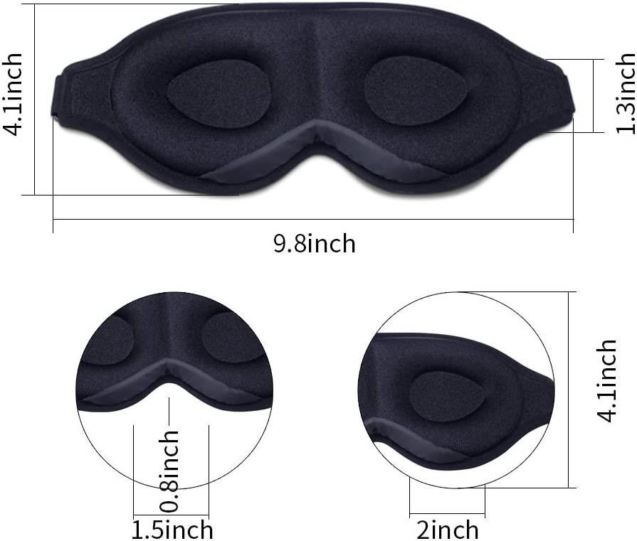 Sleep Mask for Men Women, 3D Contoured Cup 100% Blackout Sleeping Eye Mask & Blindfold, Soft and Com