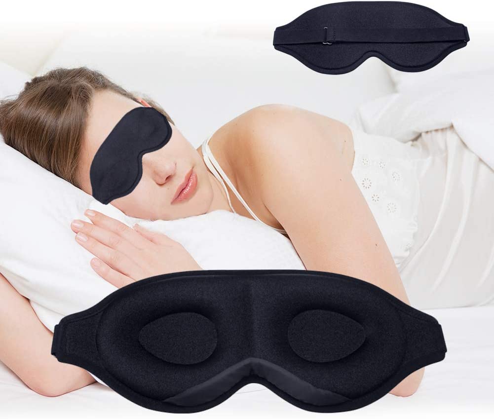 Sleep Mask for Men Women, 3D Contoured Cup 100% Blackout Sleeping Eye Mask & Blindfold, Soft and Com