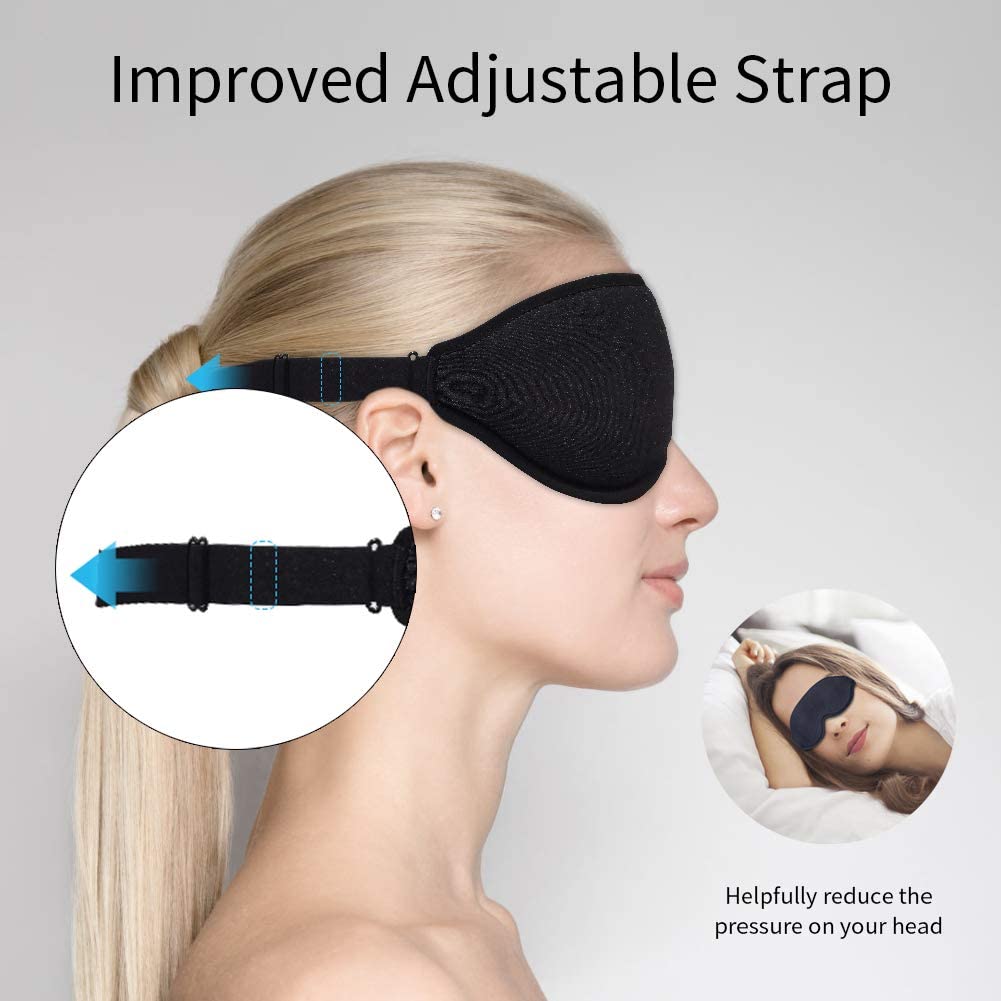 Sleep Mask for Men Women, 3D Contoured Cup 100% Blackout Sleeping Eye Mask & Blindfold, Soft and Com