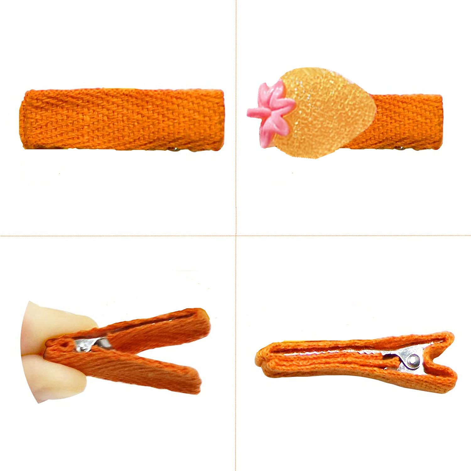 10 Pcs Baby Girls Hair Clips Adorable Strawberry Cherry Patterns Hair Barrettes Fully Lined Alligato