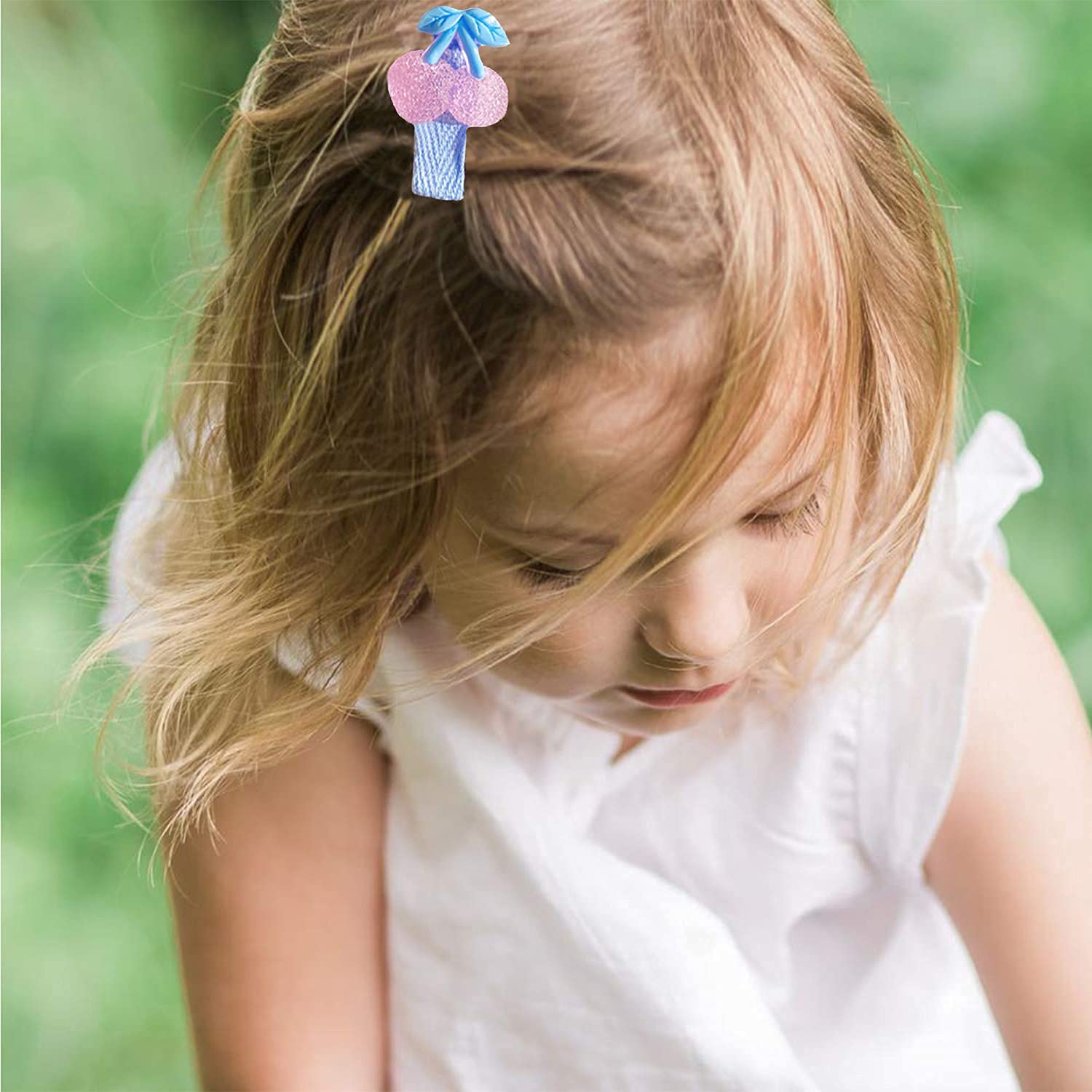 10 Pcs Baby Girls Hair Clips Adorable Strawberry Cherry Patterns Hair Barrettes Fully Lined Alligato