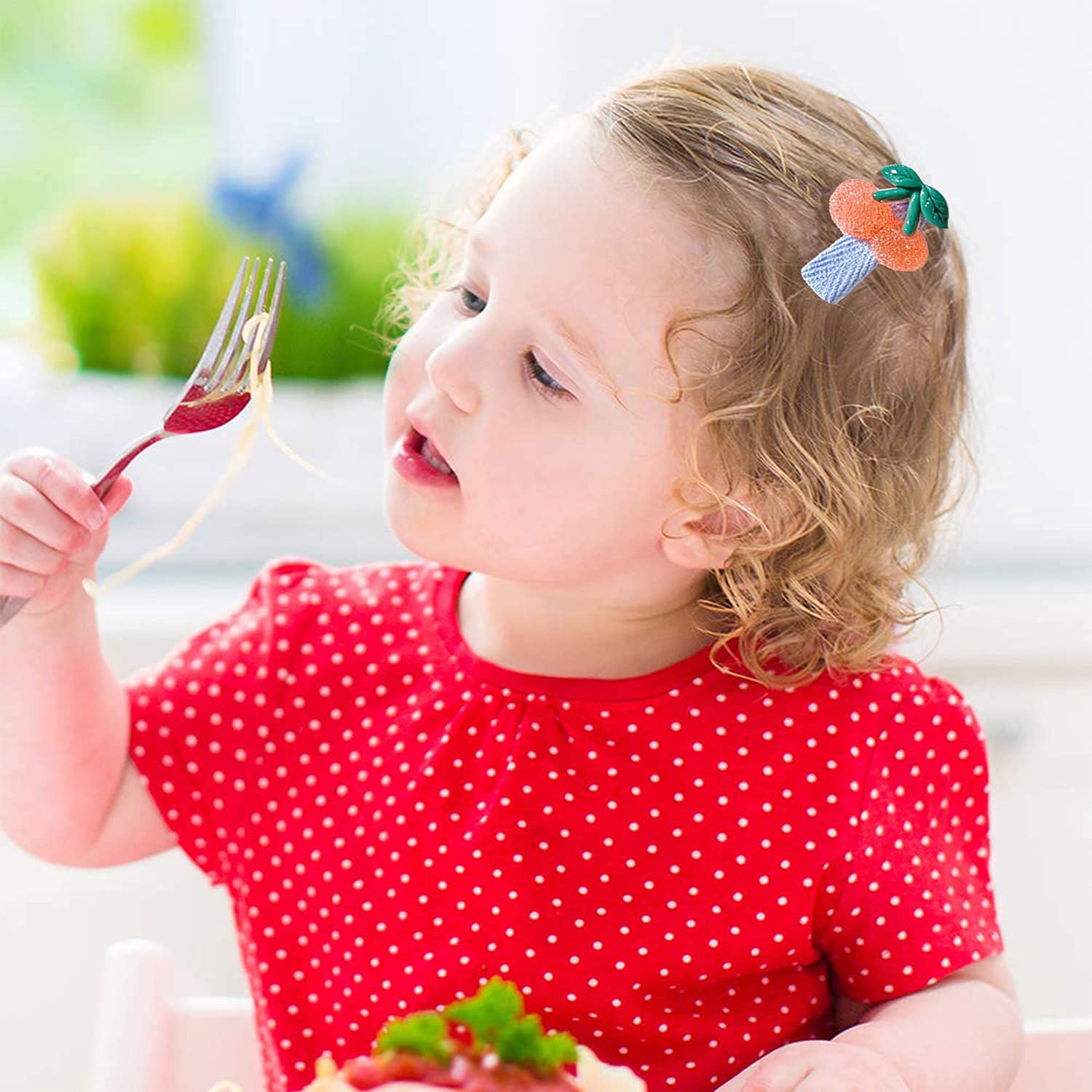 10 Pcs Baby Girls Hair Clips Adorable Strawberry Cherry Patterns Hair Barrettes Fully Lined Alligato