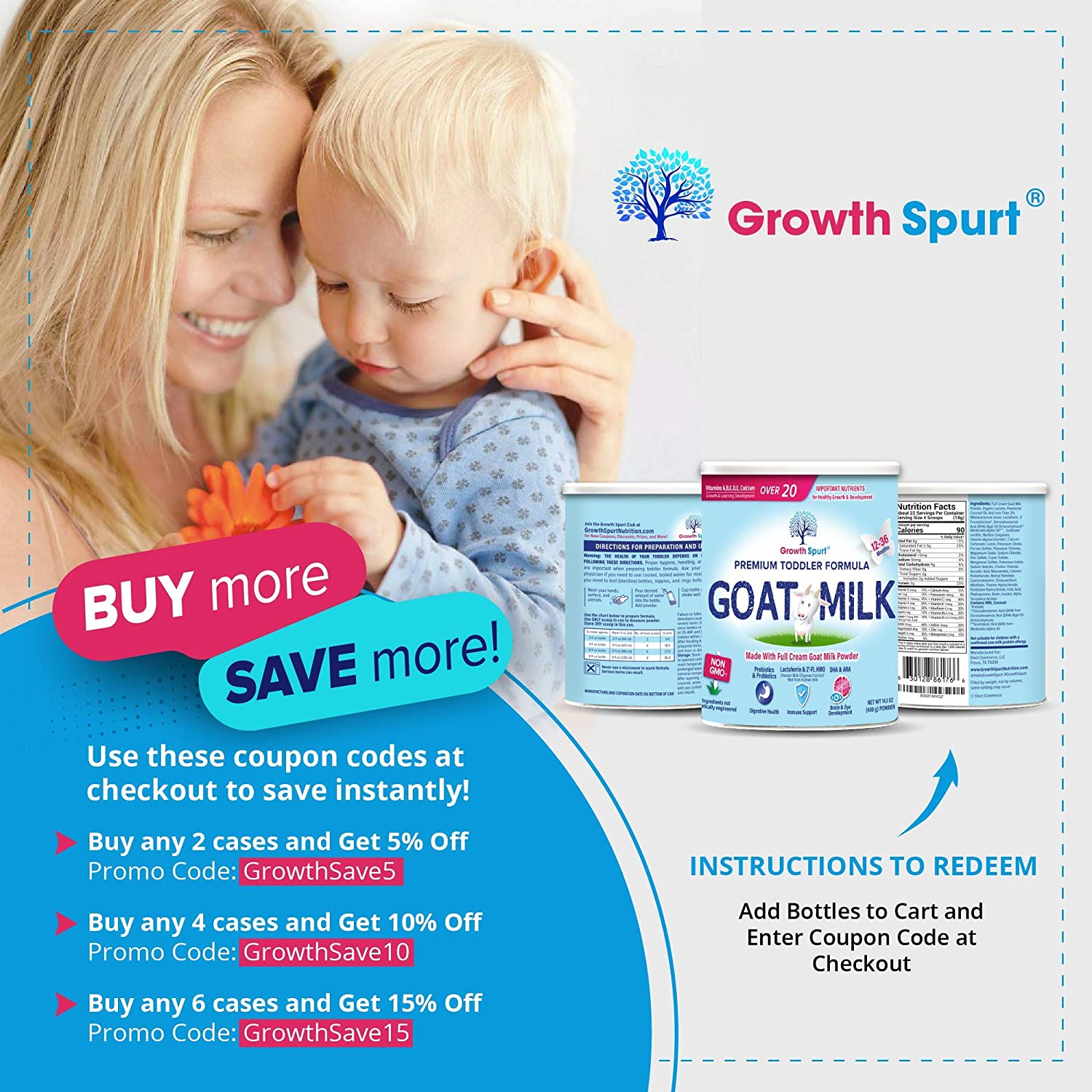 Goat Milk Toddler Formula \xe2\x80\x93 Growth Spurt Powdered Goat's Milk Toddler Formula \xe2\x80\x9