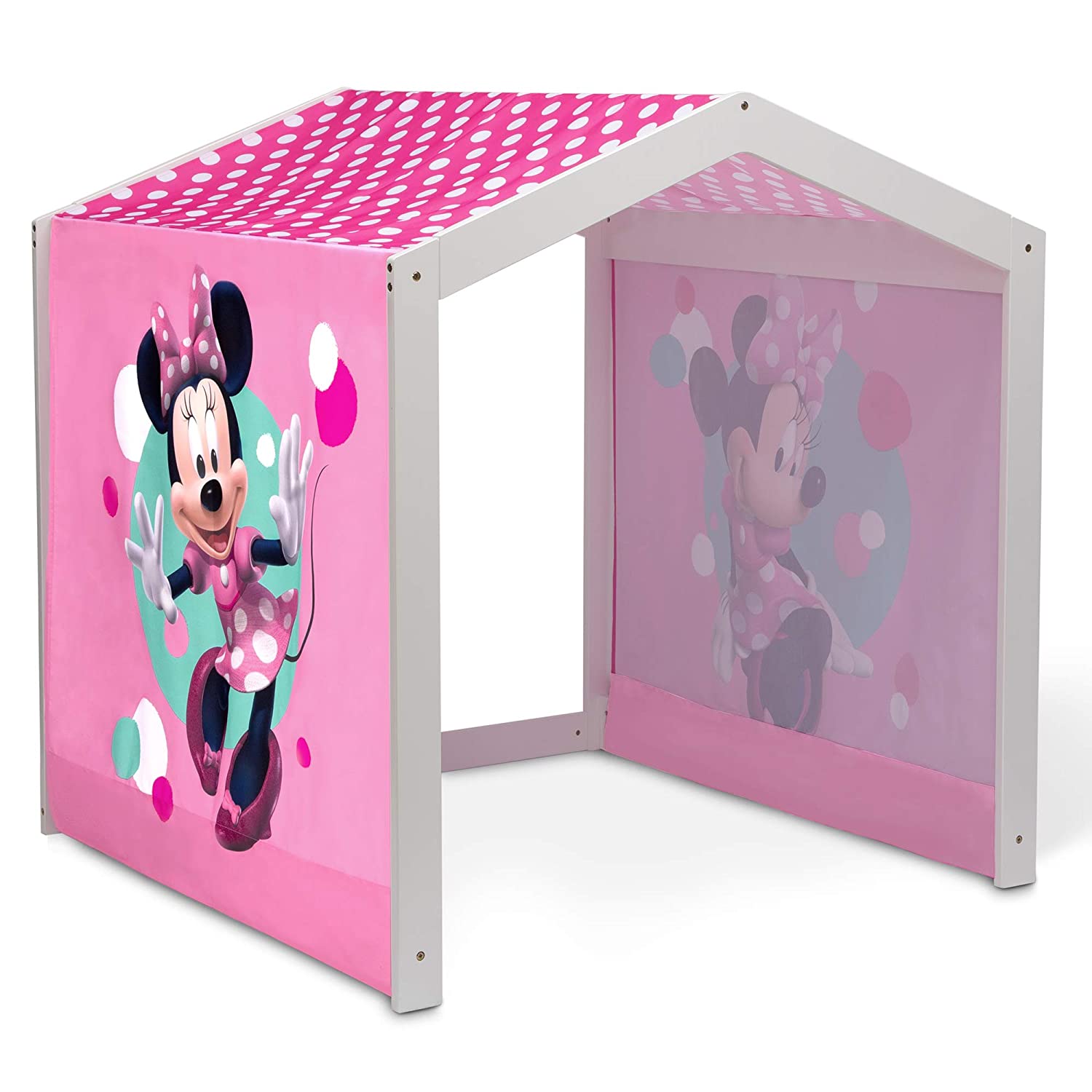 Disney Minnie Mouse Indoor Playhouse with Fabric Tent + MySize Wood Toddler Bed by Delta Children, B