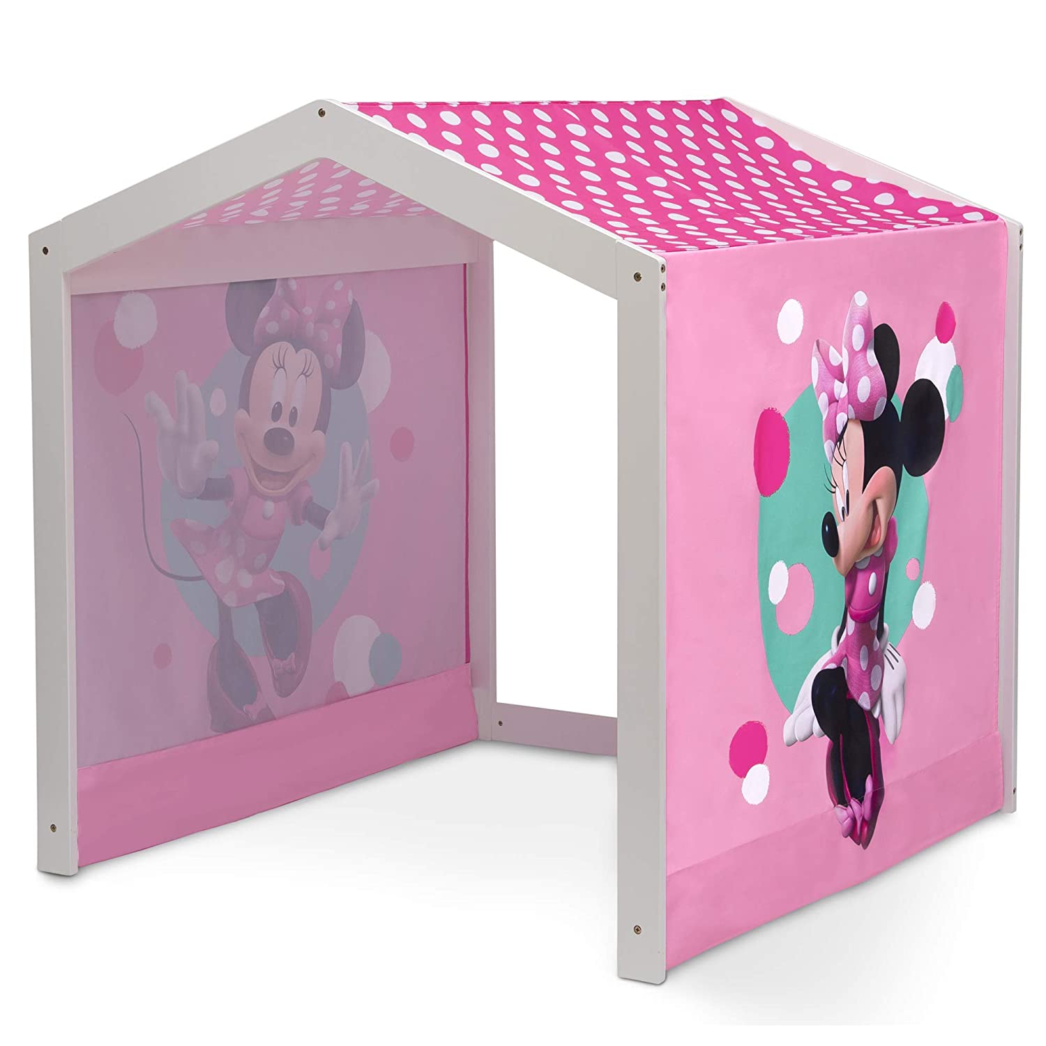 Disney Minnie Mouse Indoor Playhouse with Fabric Tent + MySize Wood Toddler Bed by Delta Children, B