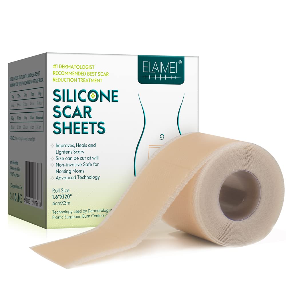 Silicone Scar Sheets, 1.6”x 120” Long Tape Roll, Reusable, Medical Grade Silicone Scar Removal S