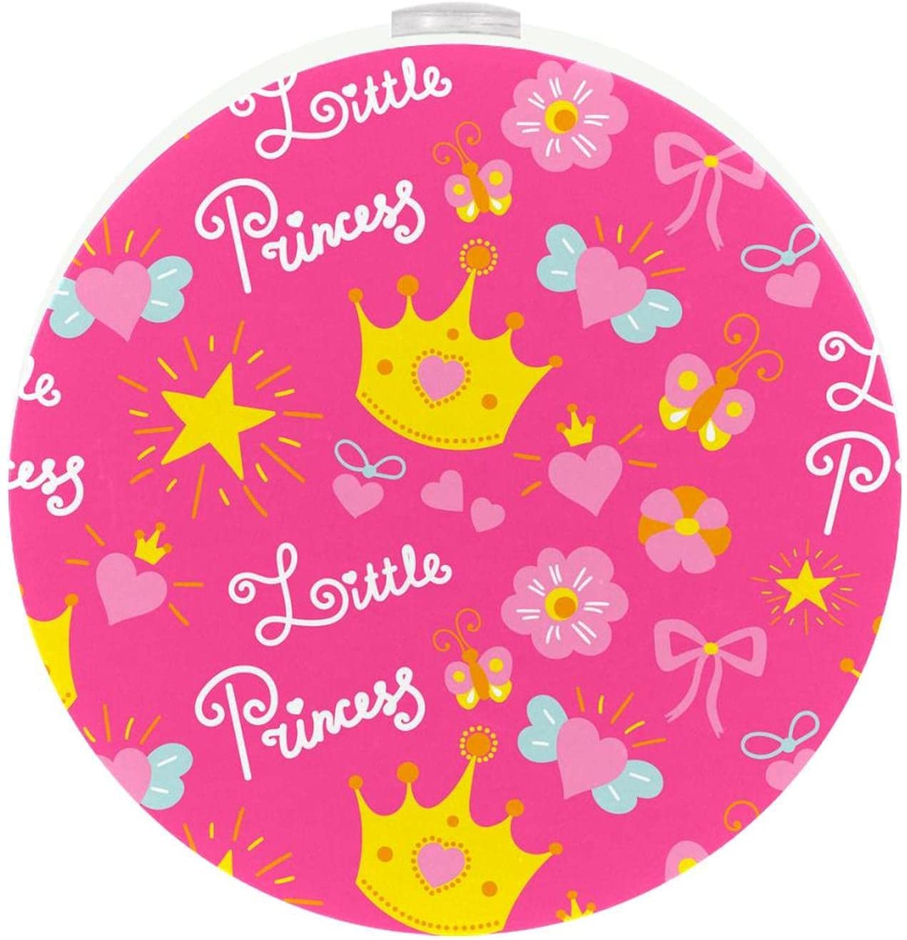 Pink Yellow Crown Flowers Little Princess Light Lamp Plug into Wall Light Sensor Suitable for Kid Ro