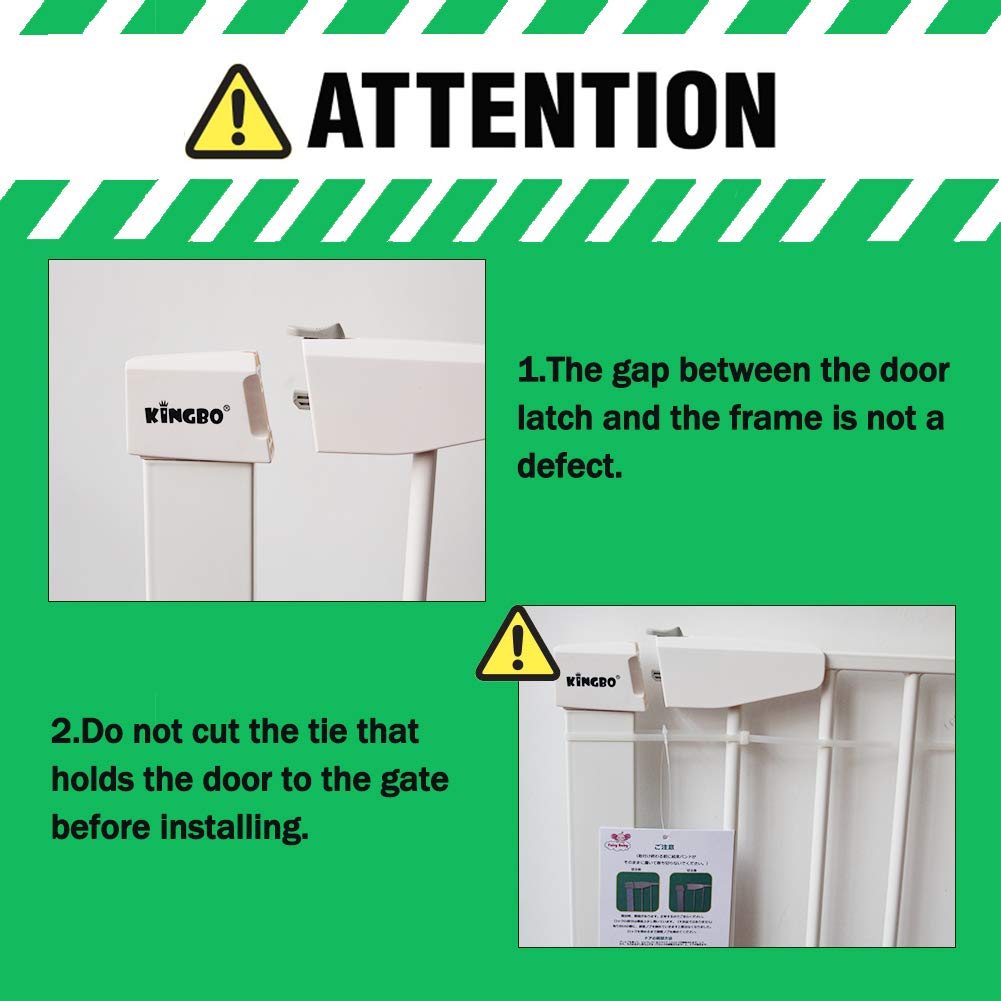 ALLAIBB Walk Through Baby Gate Auto Close Tension White Metal Child Pet Safety Gates with Pressure M