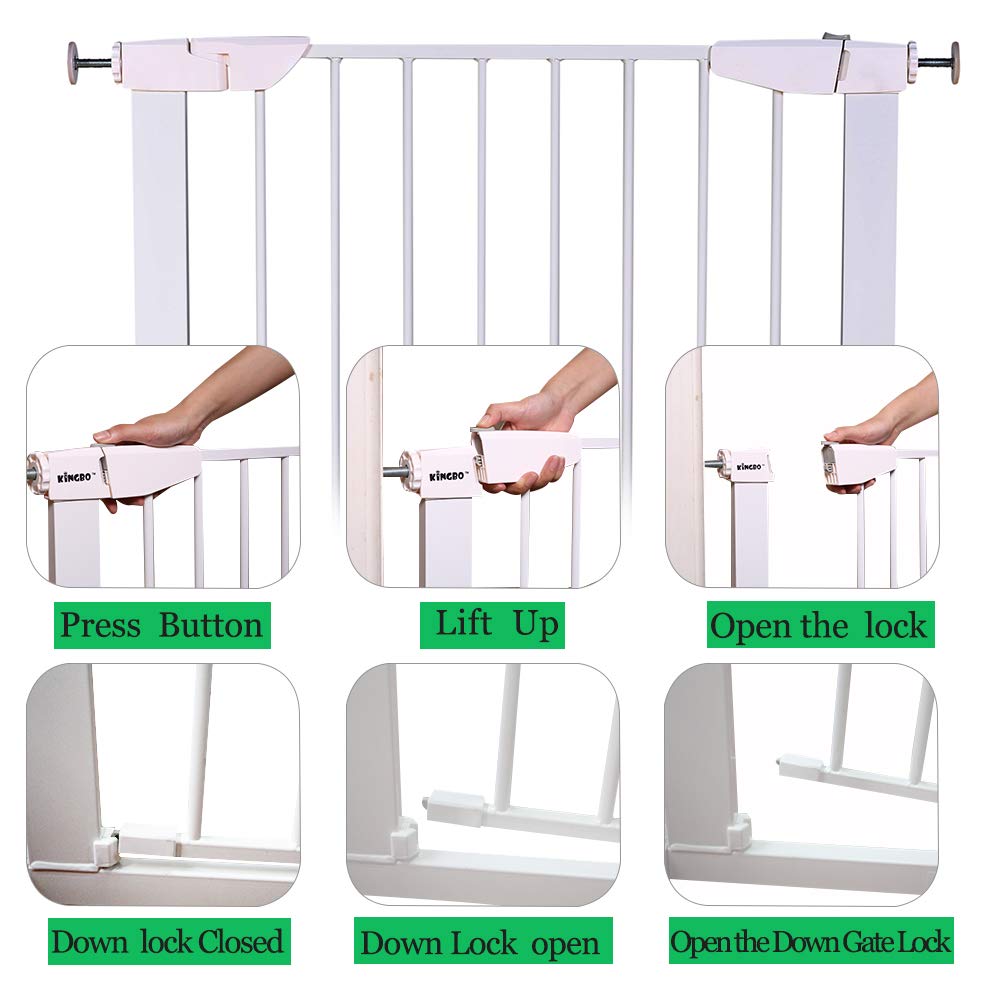 ALLAIBB Walk Through Baby Gate Auto Close Tension White Metal Child Pet Safety Gates with Pressure M