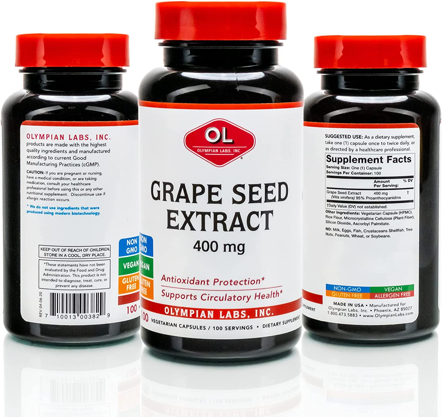 Olympian Labs Grape Seed Extract 400mg Vegan Capsules | Supports Heart & Immune Health, Antioxidant