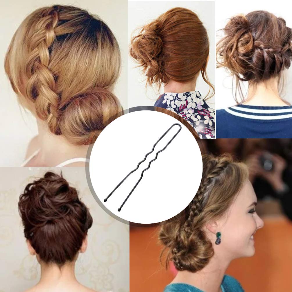 KINGMAS 130 Pack U Shaped Hair Pins Bun Hair Pins with Storage Box (2.4