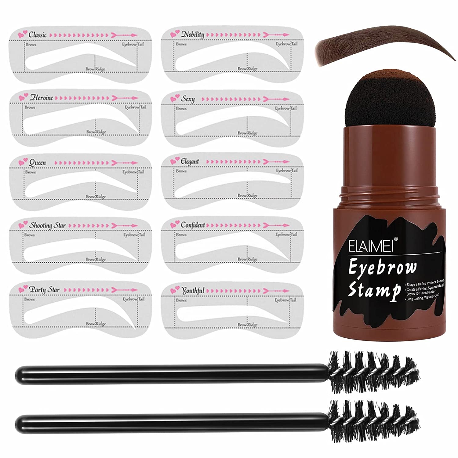 Eyebrow stencil kit Waterproof, Reusable Styling Tool Brow Stamp Shaping Kit Professional Eyebrow Po