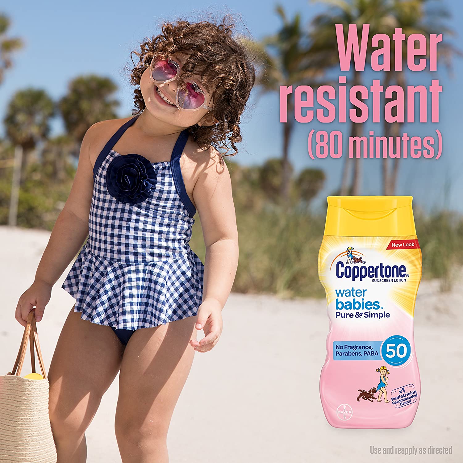 Coppertone Waterbabies Fragrance Free SPF 50 Sunscreen Lotion, Tear Free, Water Resistant, #1 Pediat