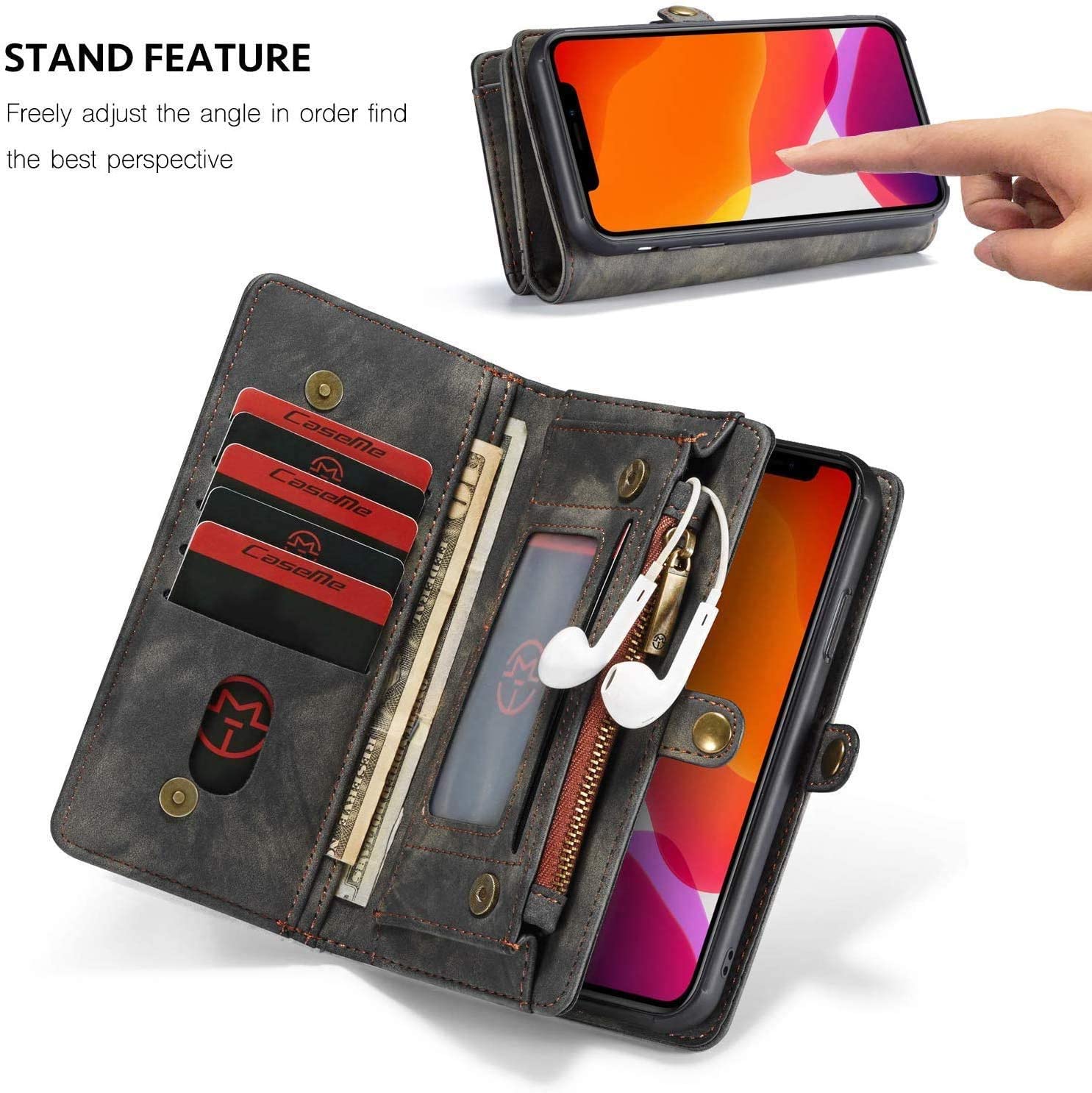 Galaxy S20 Ultra Wallet Case for Girl,Jennyfly Retro Removable Zipper Wallet Phone Case with Multi C