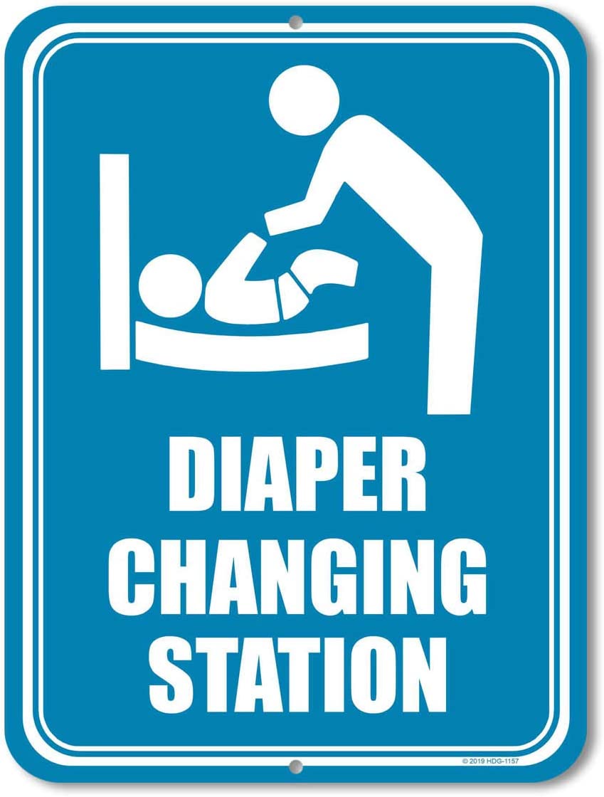 Honey Dew Gifts Restroom Sign, Diaper Changing Station 9 inch by 12 inch Metal Aluminum Baby Changin