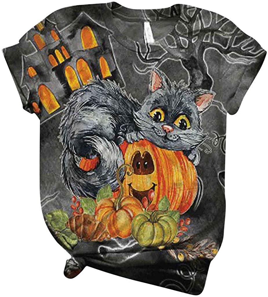 Dosoop Unique Casual Tee Shirts 3D Animal Printed Women Crewneck Tops Novelty T-Shirt Loose Plus Siz