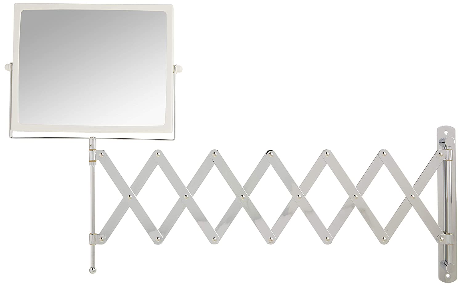 Jerdon J2020C 8.3-Inch Two-Sided Swivel Wall Mount Mirror with 5x Magnification, 30-Inch Extension, 