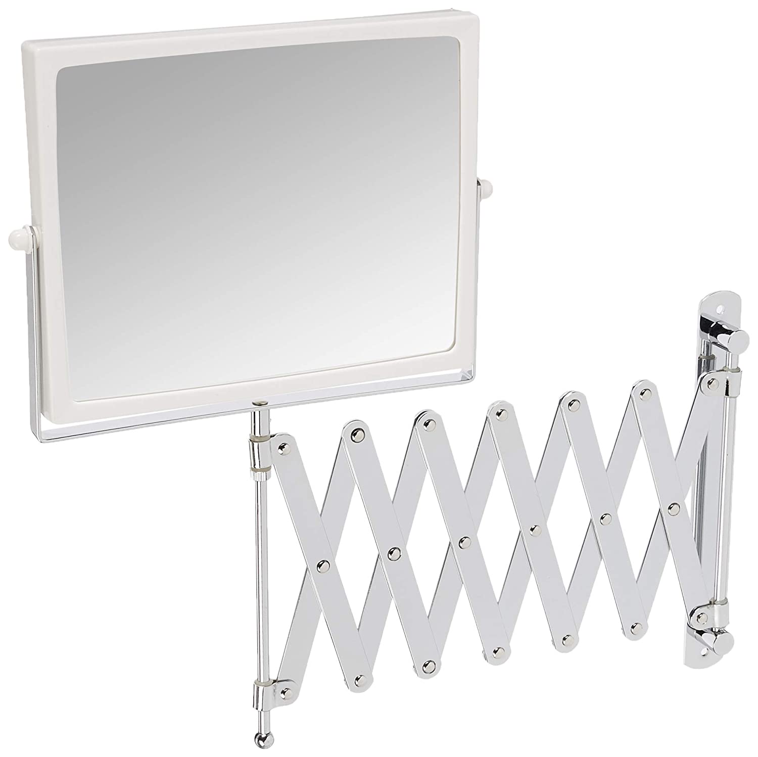 Jerdon J2020C 8.3-Inch Two-Sided Swivel Wall Mount Mirror with 5x Magnification, 30-Inch Extension, 