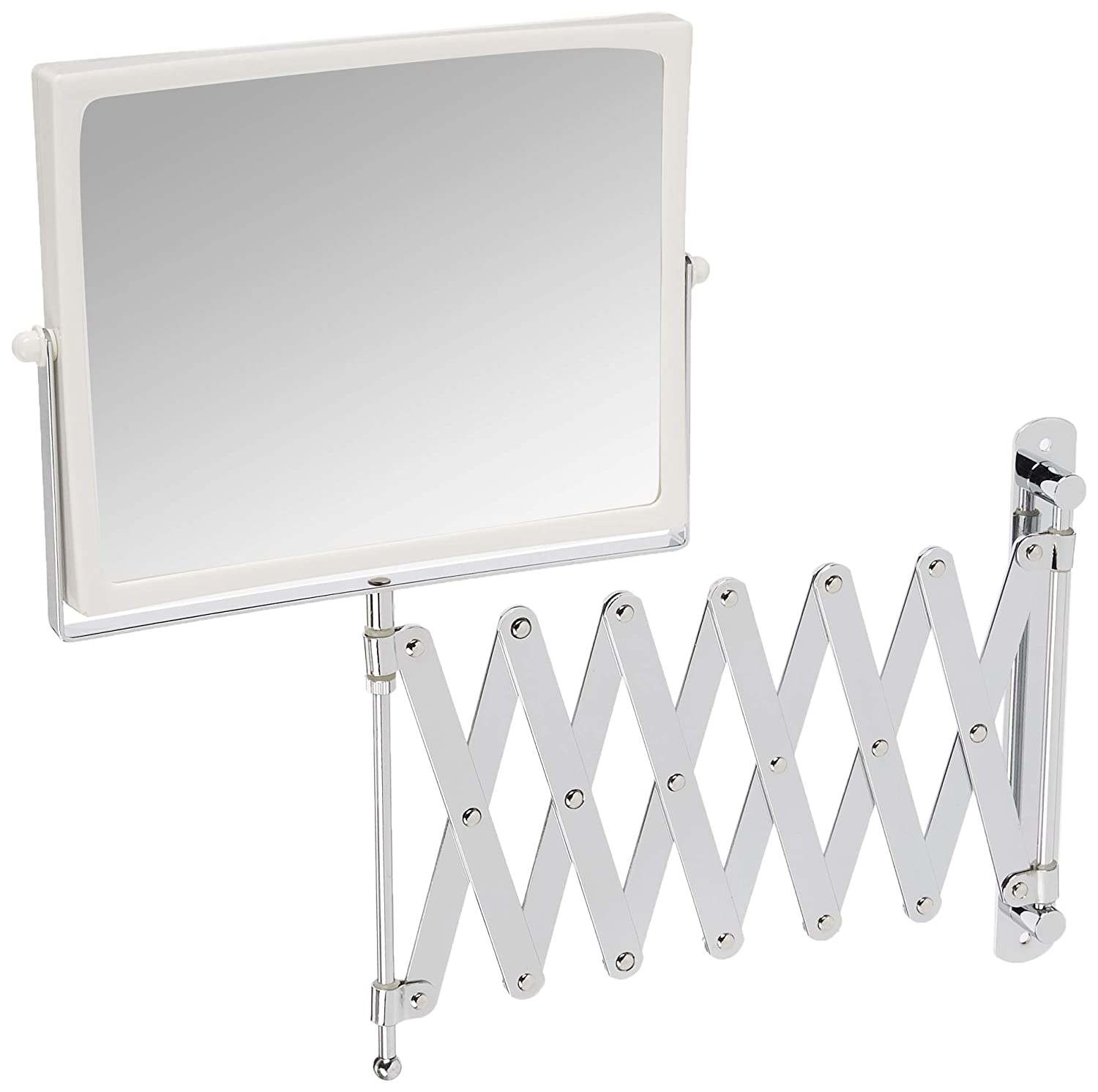 Jerdon J2020C 8.3-Inch Two-Sided Swivel Wall Mount Mirror with 5x Magnification, 30-Inch Extension, 