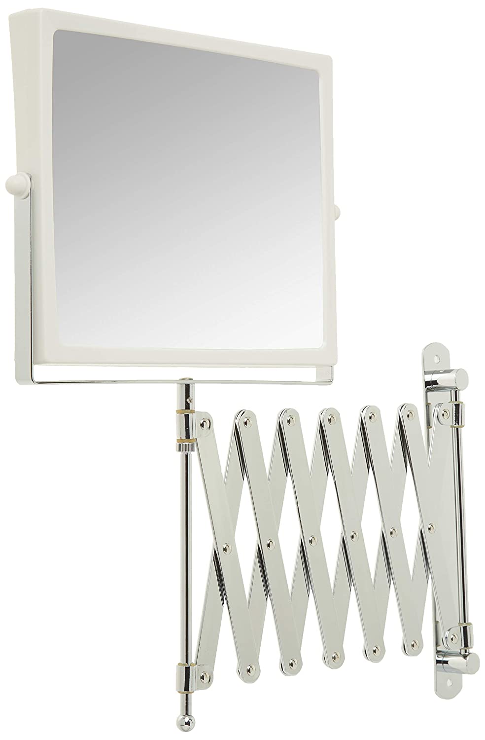 Jerdon J2020C 8.3-Inch Two-Sided Swivel Wall Mount Mirror with 5x Magnification, 30-Inch Extension, 