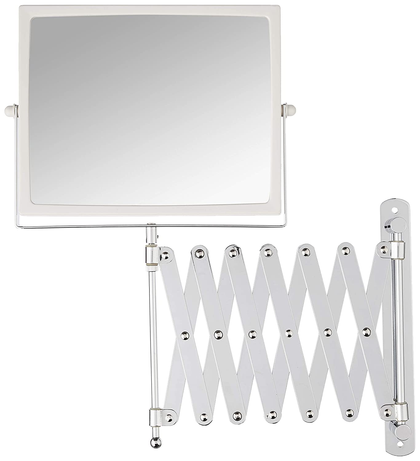 Jerdon J2020C 8.3-Inch Two-Sided Swivel Wall Mount Mirror with 5x Magnification, 30-Inch Extension, 