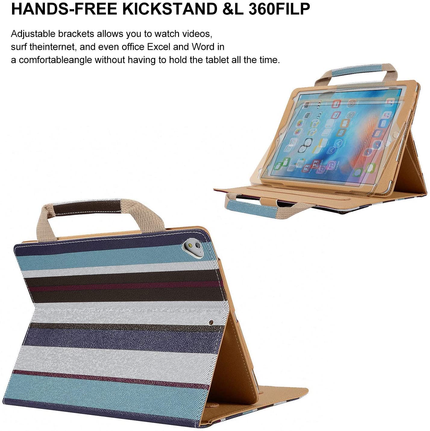 iPad Air 10.5 Case 2019, TechCode Synthetic Leather Protective Case Travel Sleeve Multi-Angle Stand