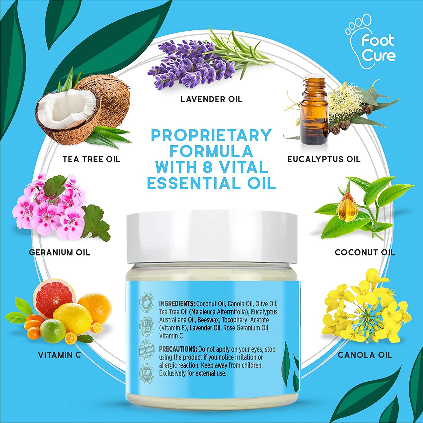 Tea Tree Oil Foot Balm, 100% All Natural Moisturizing Fast Acting Cream For Dry Feet & Cracked Heels