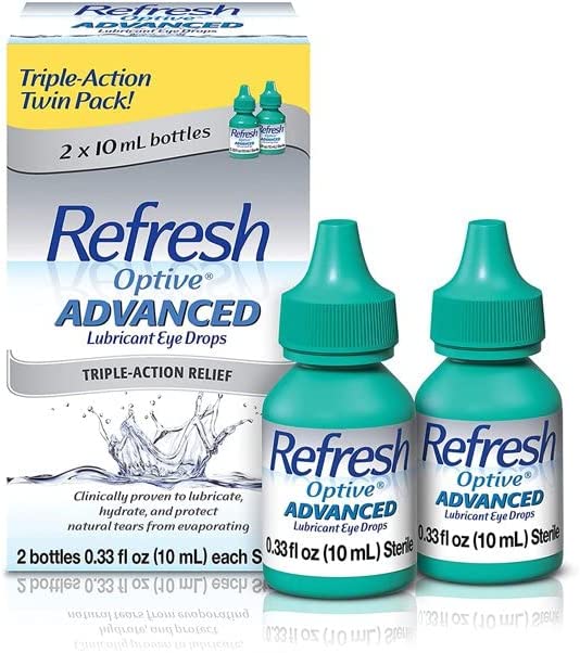 Refresh Optive Advanced Lubricant Eye Drops - 0.66 oz, (3 X Twin Packs)