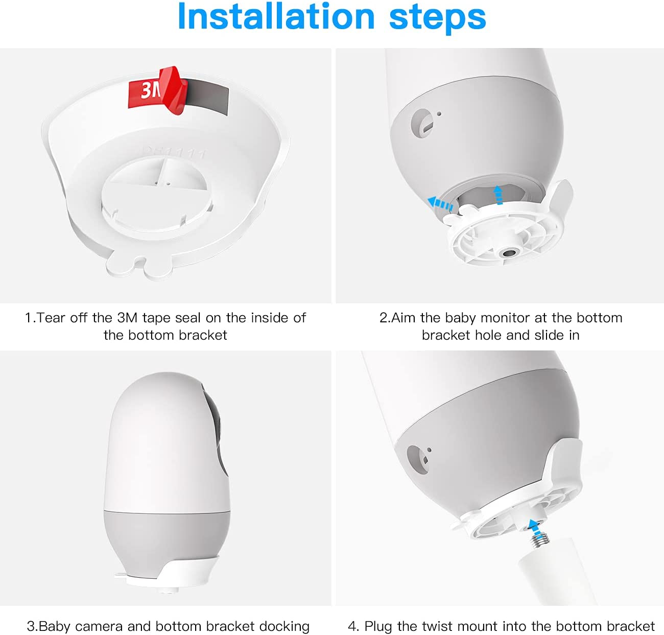 oioaahkeo Baby Monitor Mount Crib Mount for Nooie Baby Monitor(NOT Included) No Drilling Needed