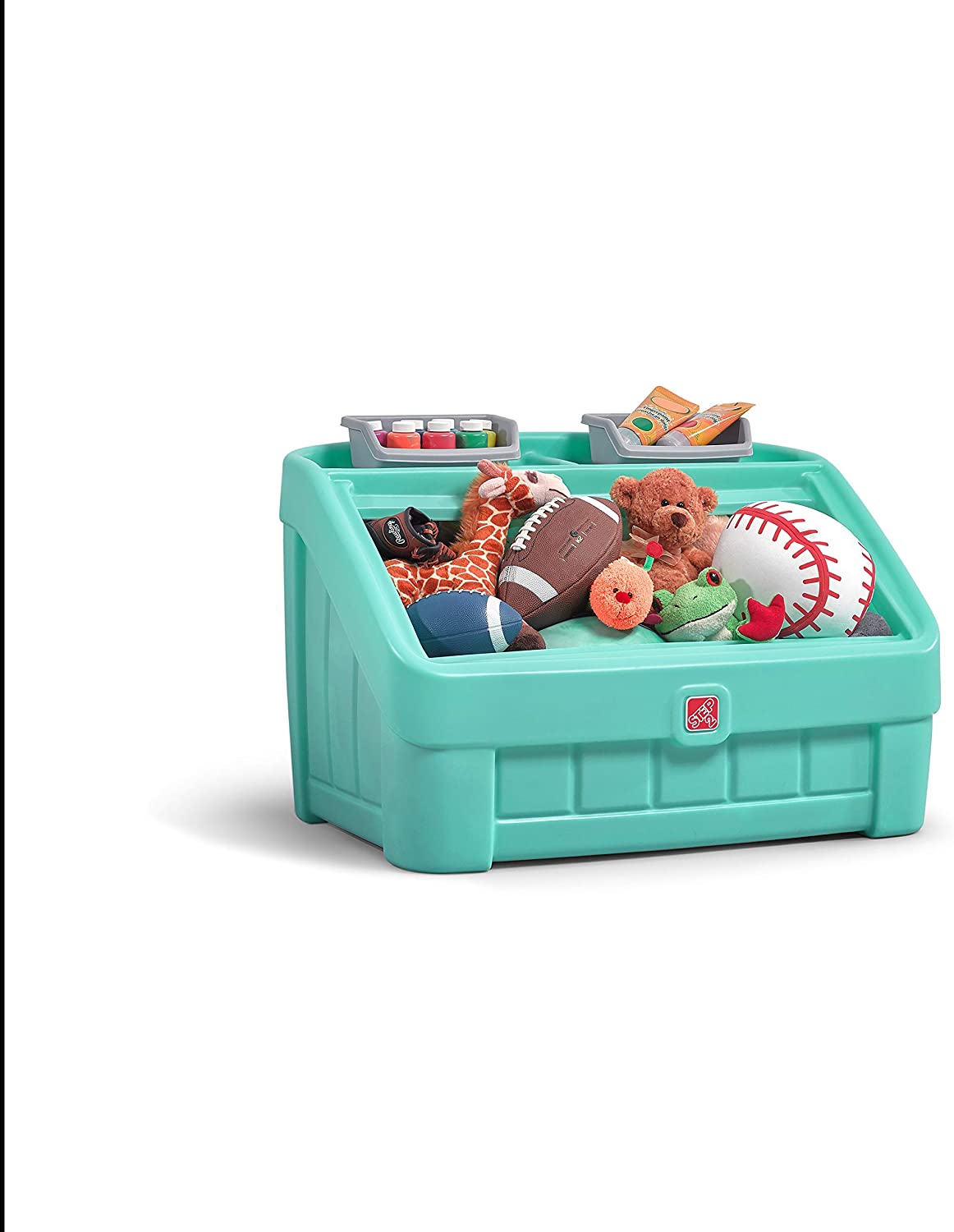 Step2 2in1 Toy Box & Art Lid Plastic Toy & Art Storage Container, Mint