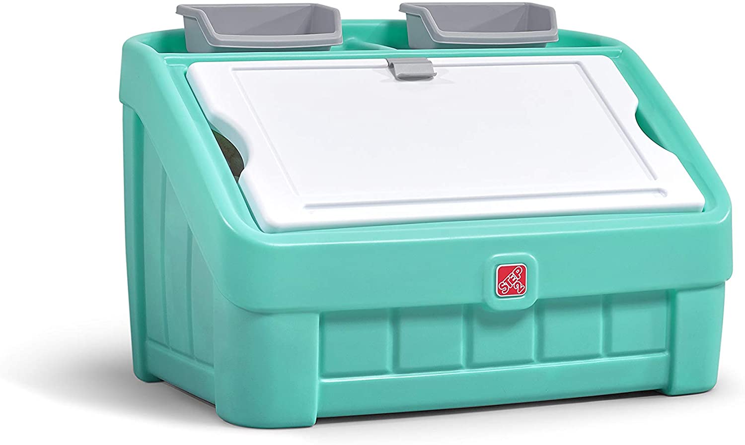 Step2 2in1 Toy Box & Art Lid Plastic Toy & Art Storage Container, Mint