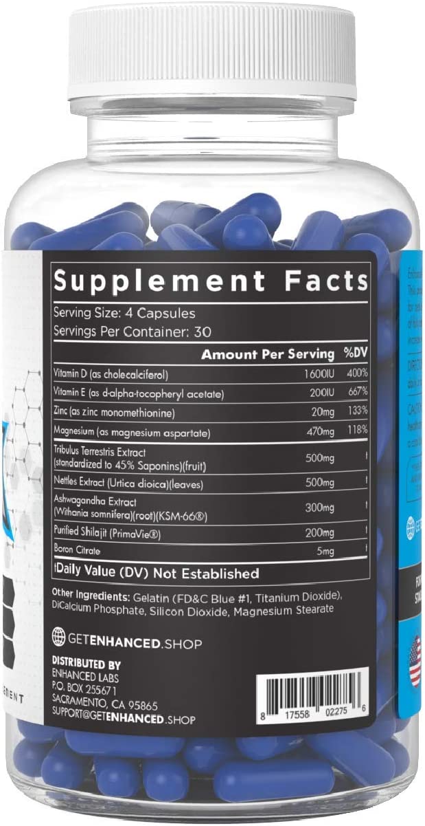 Enhanced Labs - Blue Ox Testosterone Booster- Natural Testosterone Supplement for Increased Strength