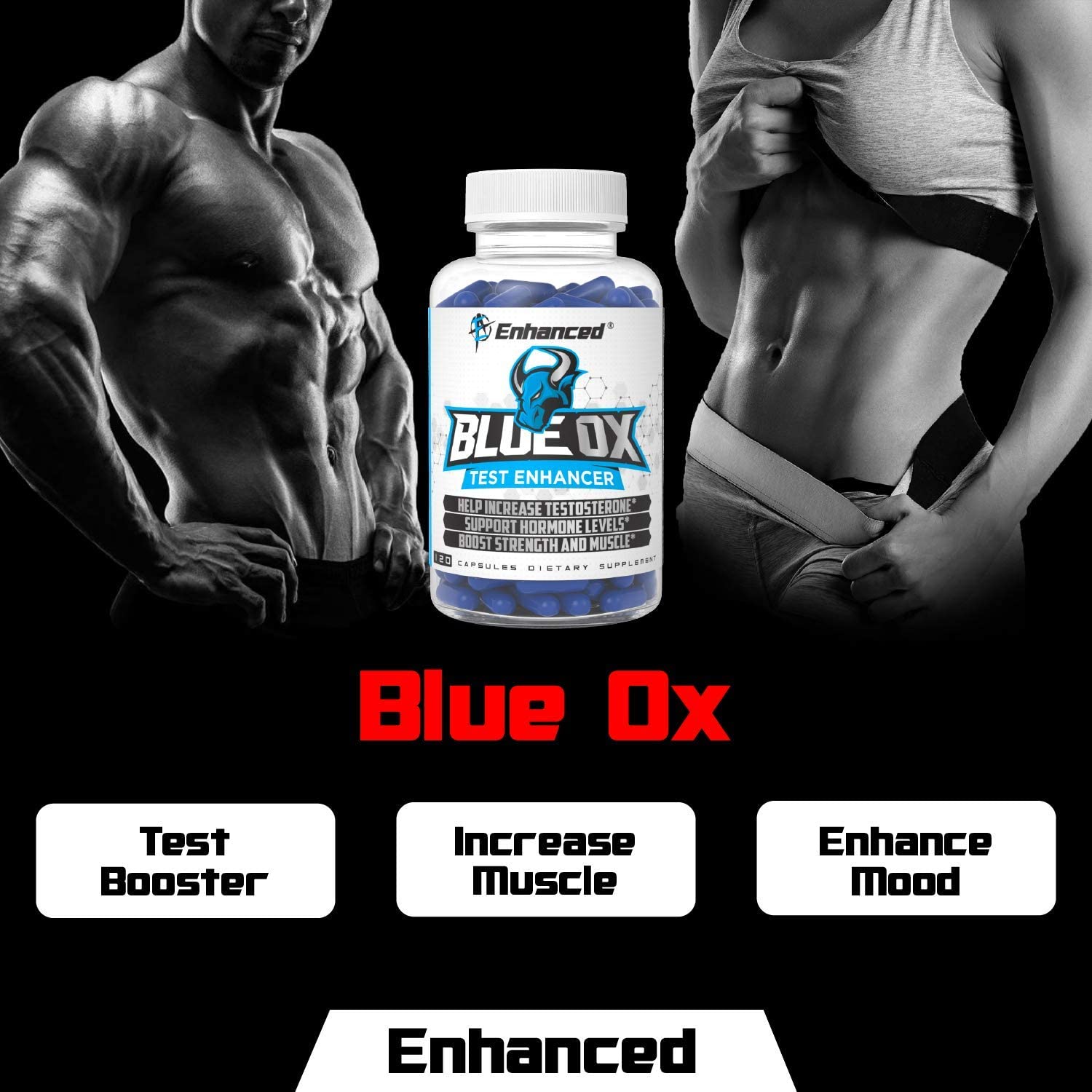 Enhanced Labs - Blue Ox Testosterone Booster- Natural Testosterone Supplement for Increased Strength