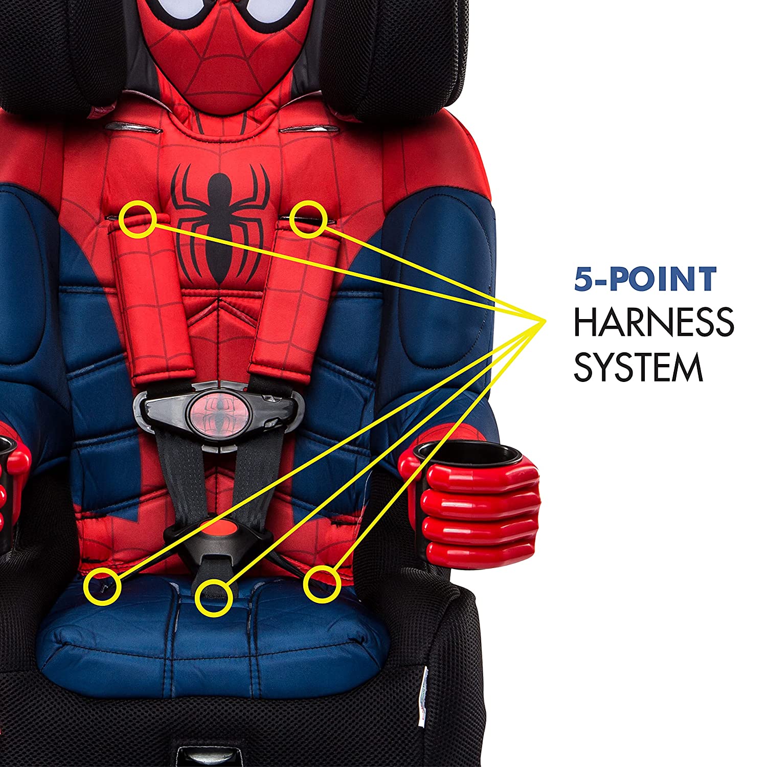 KidsEmbrace 2in1 Harness Booster Car Seat, Marvel SpiderMan , Black