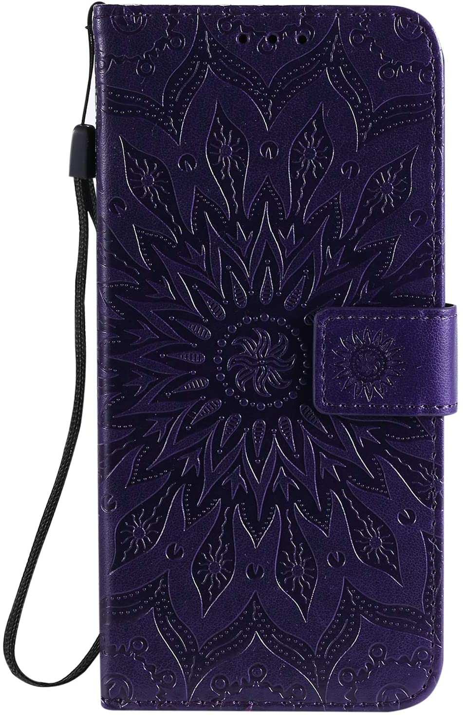 Cfrau Kickstand Wallet Case with Black Stylus for Samsung Galaxy A21,Retro Mandala Sunflower PU Leat