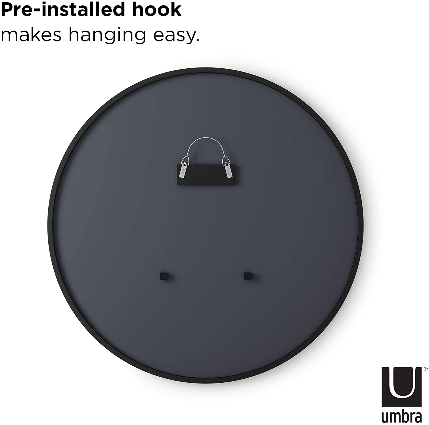 Umbra Hub 37” Round Wall Mirror with Rubber Frame, Modern Decor for Entryways, Washrooms, Living R