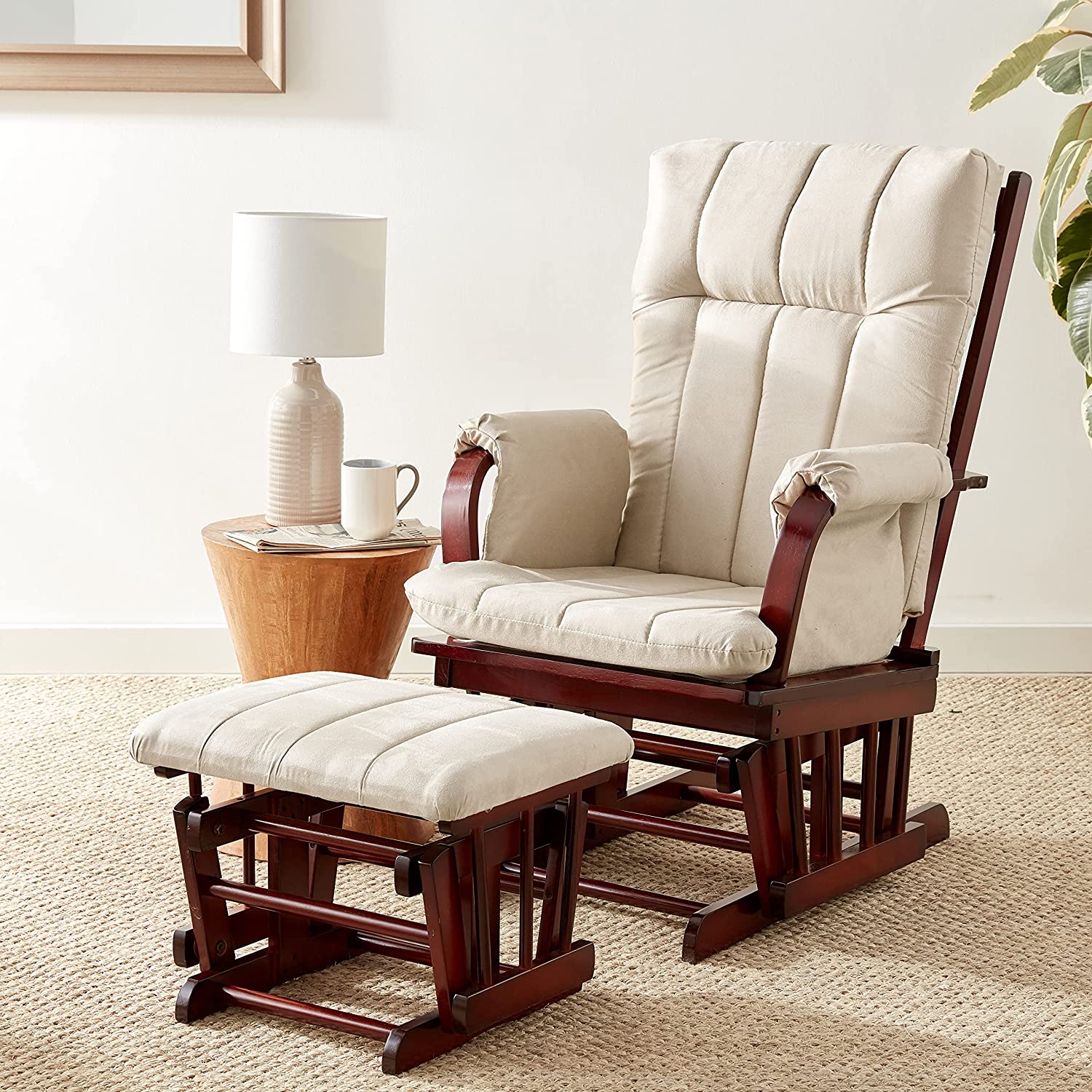 Artiva USA Home Deluxe Mocha Microfiber Cushion Cherry Wood Glider