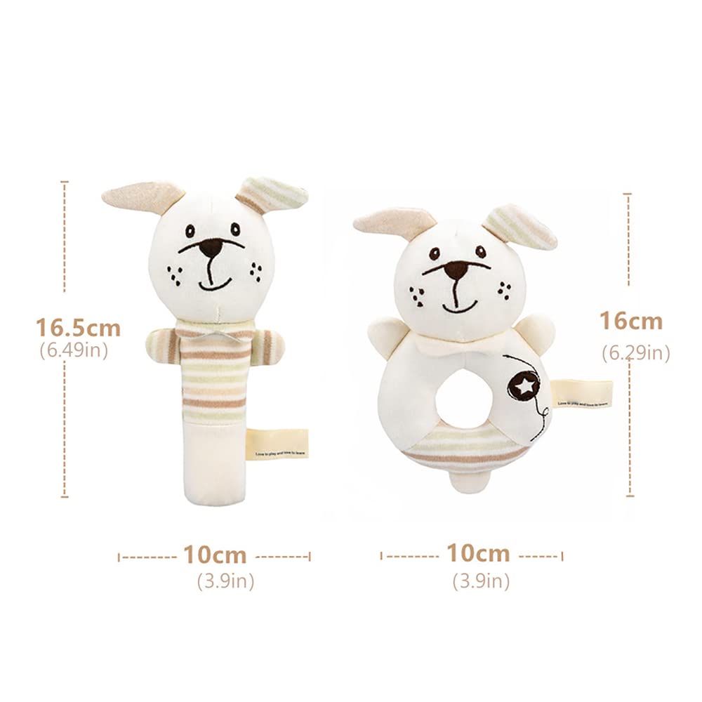 Baby Rattles Toys for 0 to 12 Months, Soft Plush Hand Rattle Infant Developmental Hand Grip Toys, Cu