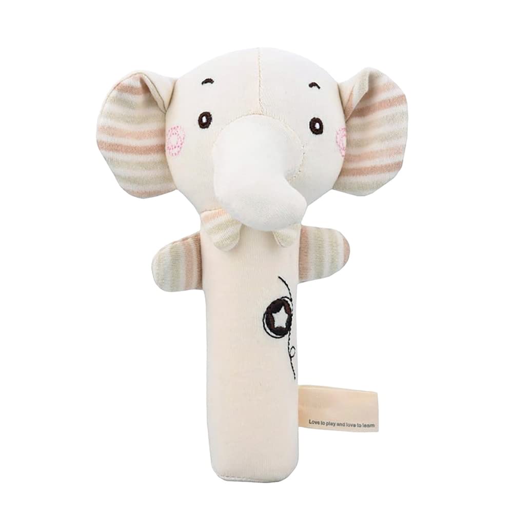Baby Rattles Toys for 0 to 12 Months, Soft Plush Hand Rattle Infant Developmental Hand Grip Toys, Cu