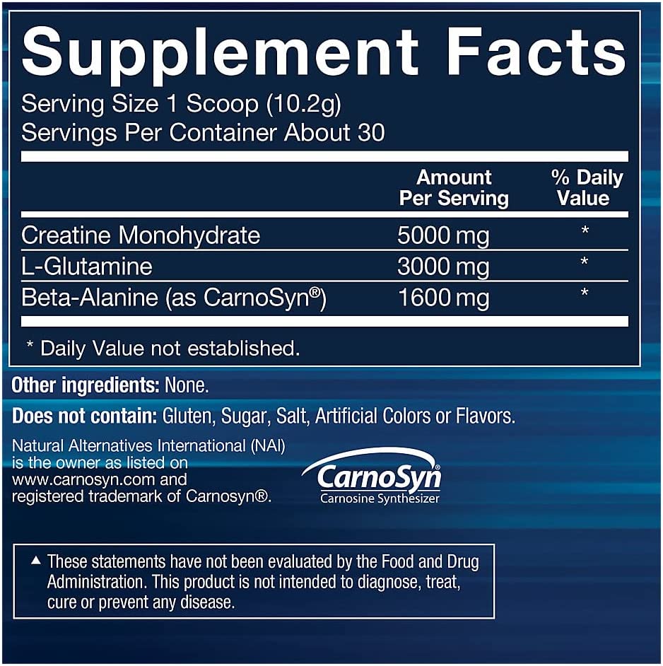 BodyTech Creatine Glutamine 5GM with Beta Alanine Unflavored Supports Muscle Growth, Recovery Immune