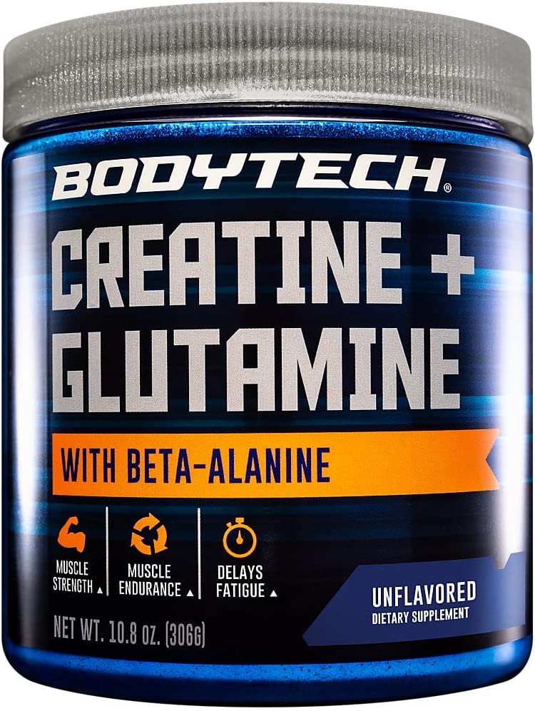 BodyTech Creatine Glutamine 5GM with Beta Alanine Unflavored Supports Muscle Growth, Recovery Immune