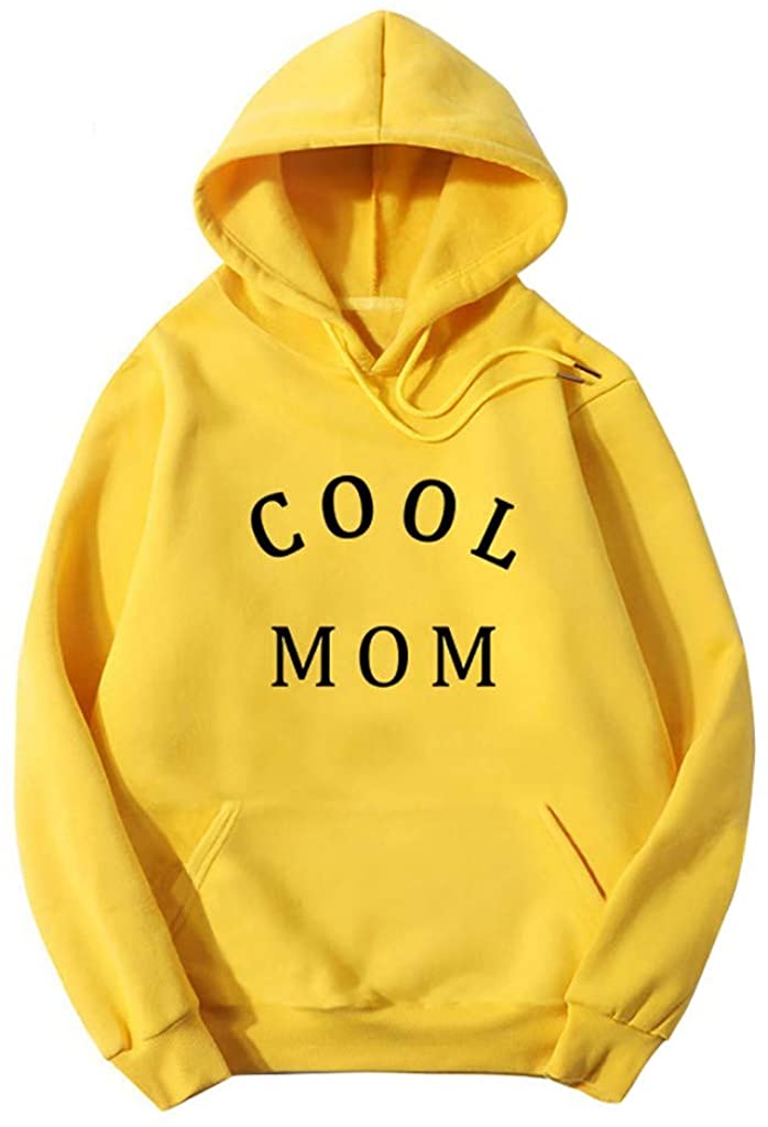 Dosoop Women Long Sleeve Shirt Letter Print Hoodies Drawstring Pocket Sweatshirts Sports Pullover Bl