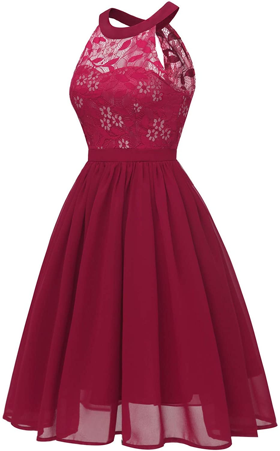 haoricu Women Summer Casual Off Shoulder Short Sleeve Lace Irregular Hem Party Dress