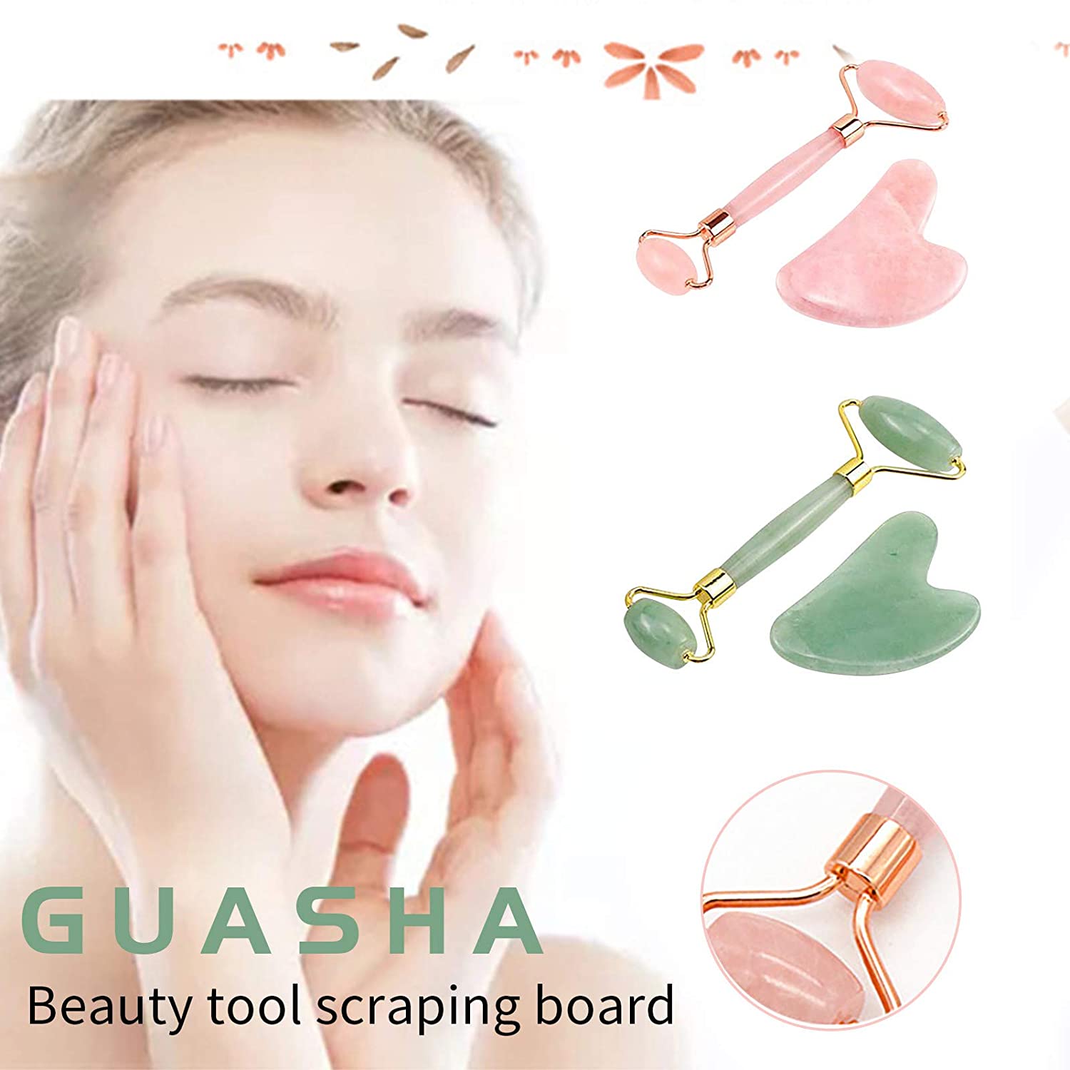 CDFVF Gua Sha Massage Tool,Facial Tools,Natural Jade Gua Sha StoneJade Roller Beauty Accessories for